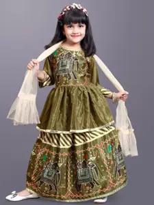 BAESD Girls Printed Pure Georgette Ready to Wear Lehenga & Blouse With Dupatta