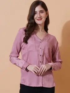 U&F Relaxed Mandarin Collar Casual Shirt