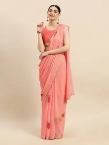 Ishin Floral Beads and Stones Poly Georgette Saree