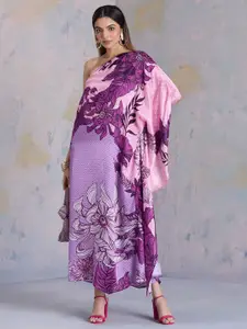 navyasa by liva Floral Print Kimono Sleeve Liva Kaftan Longline Top