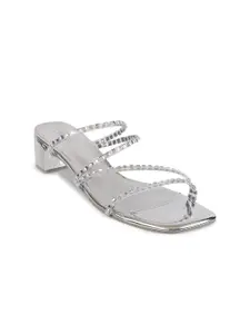 Metro Embellished Open Toe Block Heels