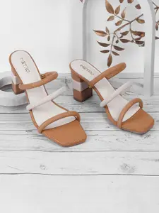 Metro Textured Block Open Toe Heels