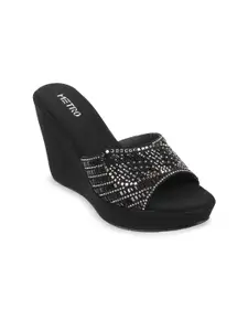 Metro Embellished Open Toe Wedge Heels