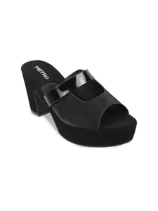 Metro Textured Open Toe Platform Heels