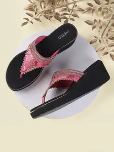 Metro Embellished Open Toe Wedge Heels