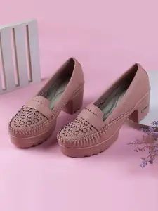 Metro Round Toe Block Heeled Pumps