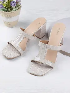 Metro Textured Block Round Toe Heels