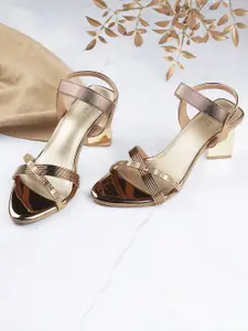 Metro Embellished Open Toe Block Heels