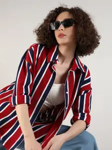 Campus Sutra Relaxed Fit Striped Casual Shirt