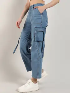 Campus Sutra Women Smart Clean Look Cotton Cargo Denim Jeans