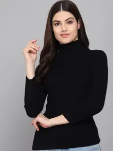 TANDUL Turtle Neck Long Sleeves Striped Pullover Sweater