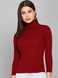 TANDUL Turtle Neck Long Sleeves Striped Pullover