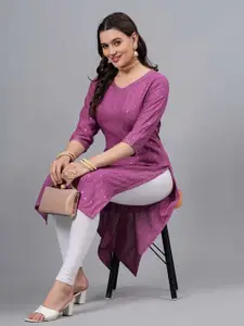 NEW4U Sequinned Embroidery Straight Kurta