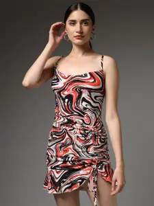 TANDUL Women Animal Printed Shoulder Straps Jacquard Bodycon Mini Dress