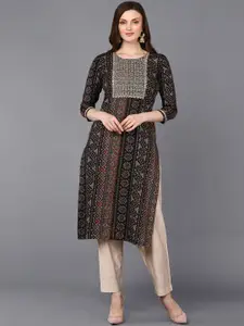 KALINI Bandhani Printed Sequinned Straight Kurta