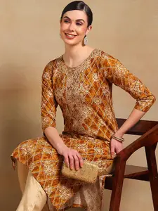 KALINI Ethnic Motifs Embroidered Thread Work Straight Kurta