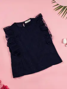 Purple United Kids Girls Self Design Cotton Top