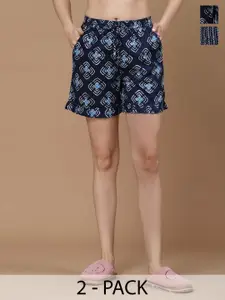 MBeautiful Set Of 2 Women Printed Lounge Shorts