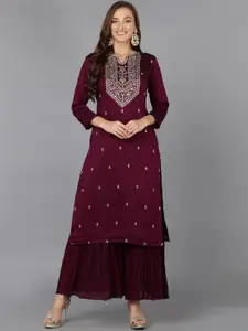 KALINI Floral Embroidered Thread Work Straight Kurta