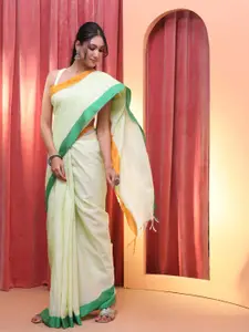 Indethnic Striped Pure Cotton Jamdani Saree