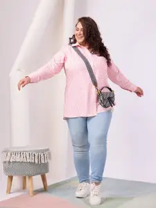RACHNA Plus Size Standard Opaque Striped Casual Shirt