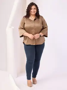 RACHNA Plus Size Standard Cuban Collar Casual Shirt