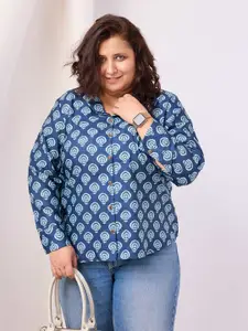 RACHNA Plus Size Ethnic Motifs Standard Opaque Printed Party Shirt