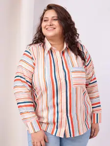RACHNA Plus Size Standard Opaque Striped Party Shirt