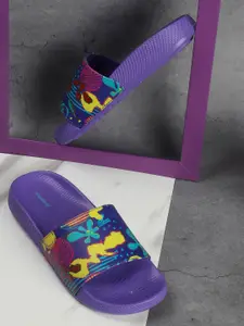 DressBerry Women Purple Printed Sliders
