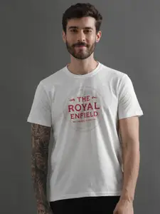 Royal Enfield Typography Printed Round Neck Short Sleeves Regular Fit Cotton T-shirt