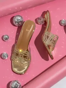 Inc 5 Embellished Open Toe Block Heels