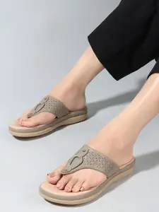 The Roadster Lifestyle Co. Women Textured T-Strap Flats