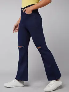 Miss Chase Women Bootcut High-Rise Slash Knee Cotton Denim Stretchable Jeans