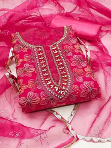 Peachmode Embroidered Organza Unstitched Dress Material