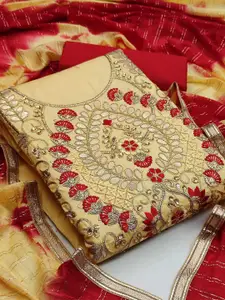 Peachmode Embroidered Pure Cotton Unstitched Dress Material