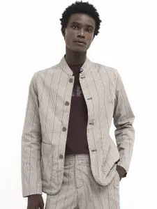 RARE RABBIT Men Brez Checked Stand Collar Tailored Jacket