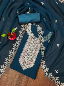 LeeliPeeri Designer Ethnic Motifs Embroidered Sequinned  Unstitched Dress Material