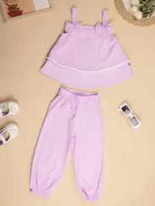 Purple United Kids Girls Top with Trousers