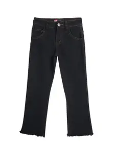 Kotty Girls Black Mid-Rise Clean Look Cotton Stretchable Jeans
