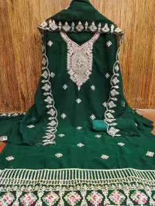 LeeliPeeri Designer Ethnic Motifs Embroidered Sequinned Unstitched Dress Material