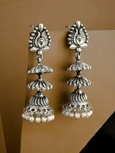 ATIBELLE Silver Plated Contemporary Jhumkas