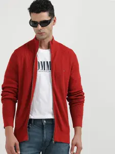 Tommy Hilfiger Mock Collar Long Sleeve Front Open Sweater