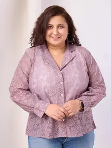 RACHNA Plus Size Standard Self Design Party Shirt