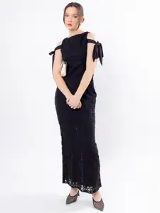 Stylecast X Hersheinbox Tie-Up Detail Maxi Sheath Dress