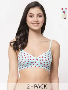 Docare Pack of 2 Printed Full Coverage Cotton Everyday Bras With All Day Comfort