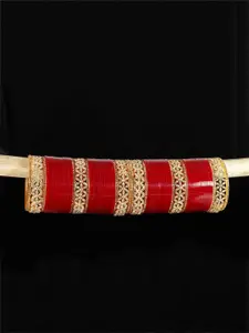LAVAZZA Set Of 66 Gold-Plated Crystal Studded Chuda Bangles