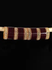 LAVAZZA Set Of 66 Gold Plated Crystals Studded Bangles