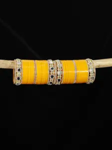 LAVAZZA Set Of 64 Gold-Plated Crystal Studded Chuda Bangles