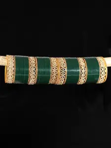 LAVAZZA Set Of 66 Gold-Plated Crystal Studded Chuda Bangles