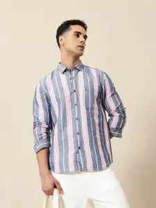 Mr Bowerbird Men Premium Tailored Fit Striped Linen Cotton Casual Shirt